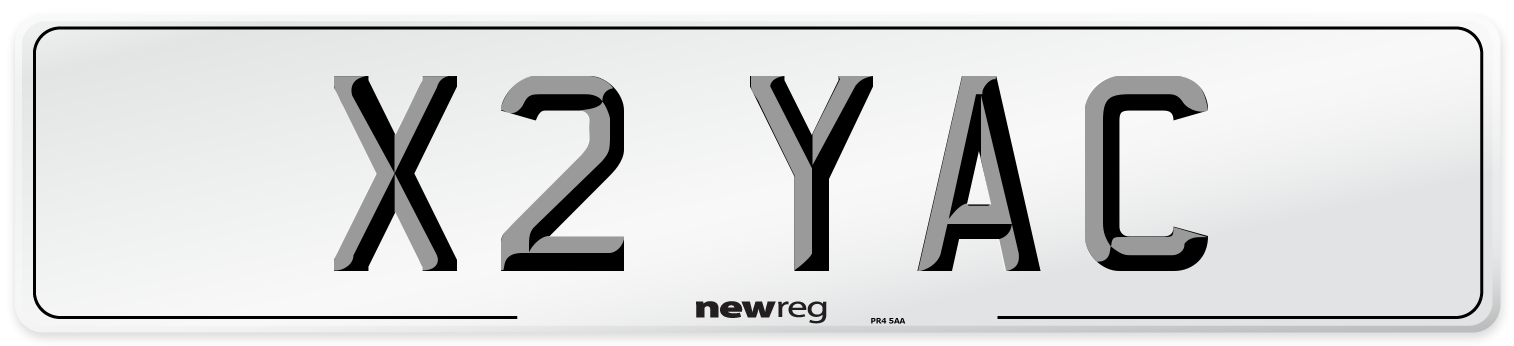 X2 YAC Number Plate from New Reg